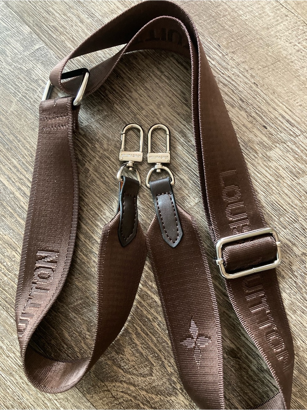 Louis Vuitton Style   Brown Adjustable Crossbody Strap with Silver Hardware NWOT